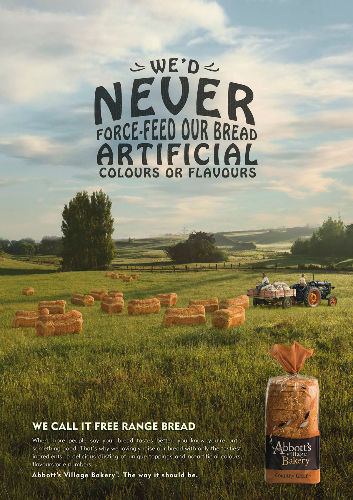 Abbott's Village Bakery Outdoor Advert By BMF Free Range Bread Farm