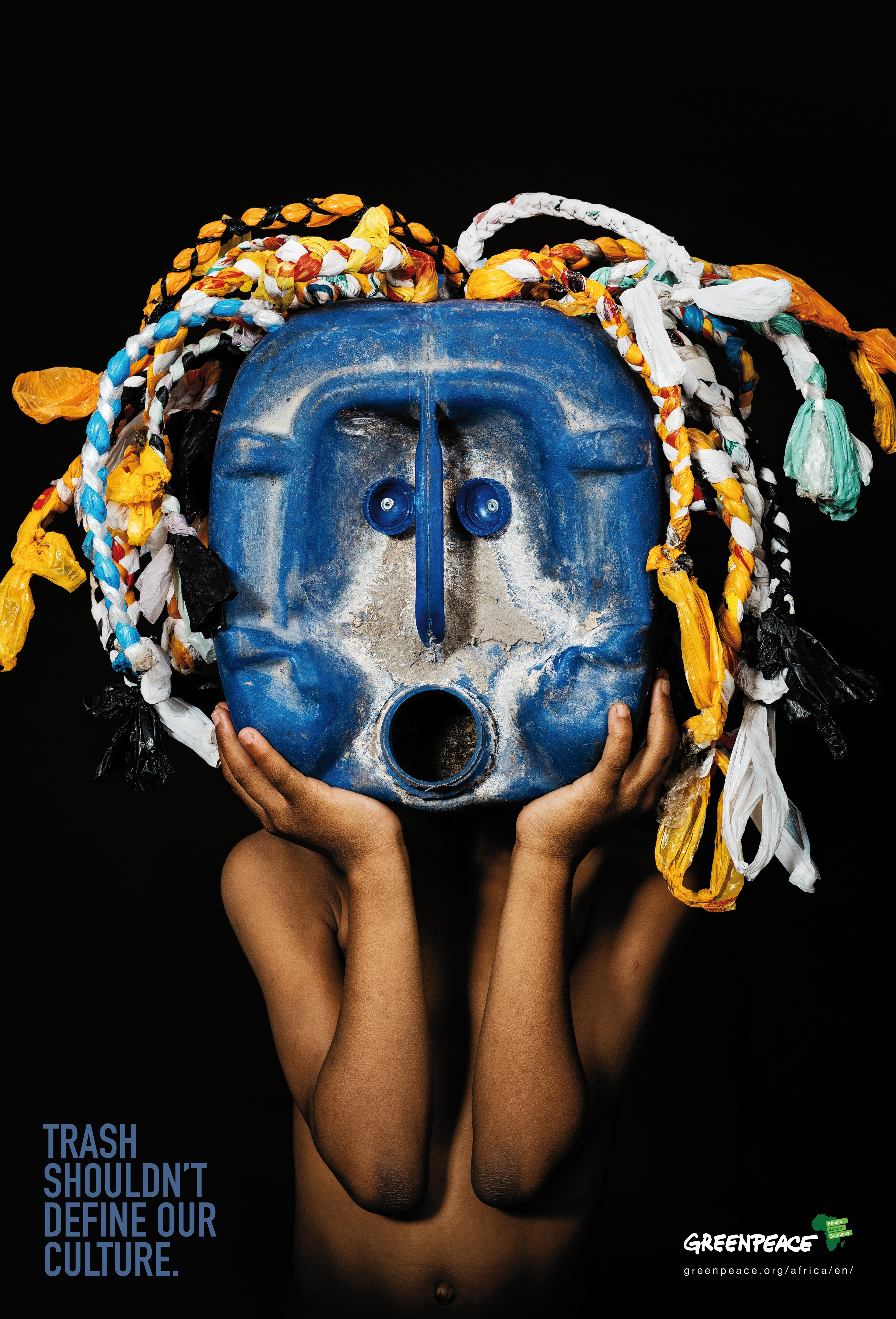 Greenpeace Africa Print Advert By Y&R African Trash Masks, Blue Ads