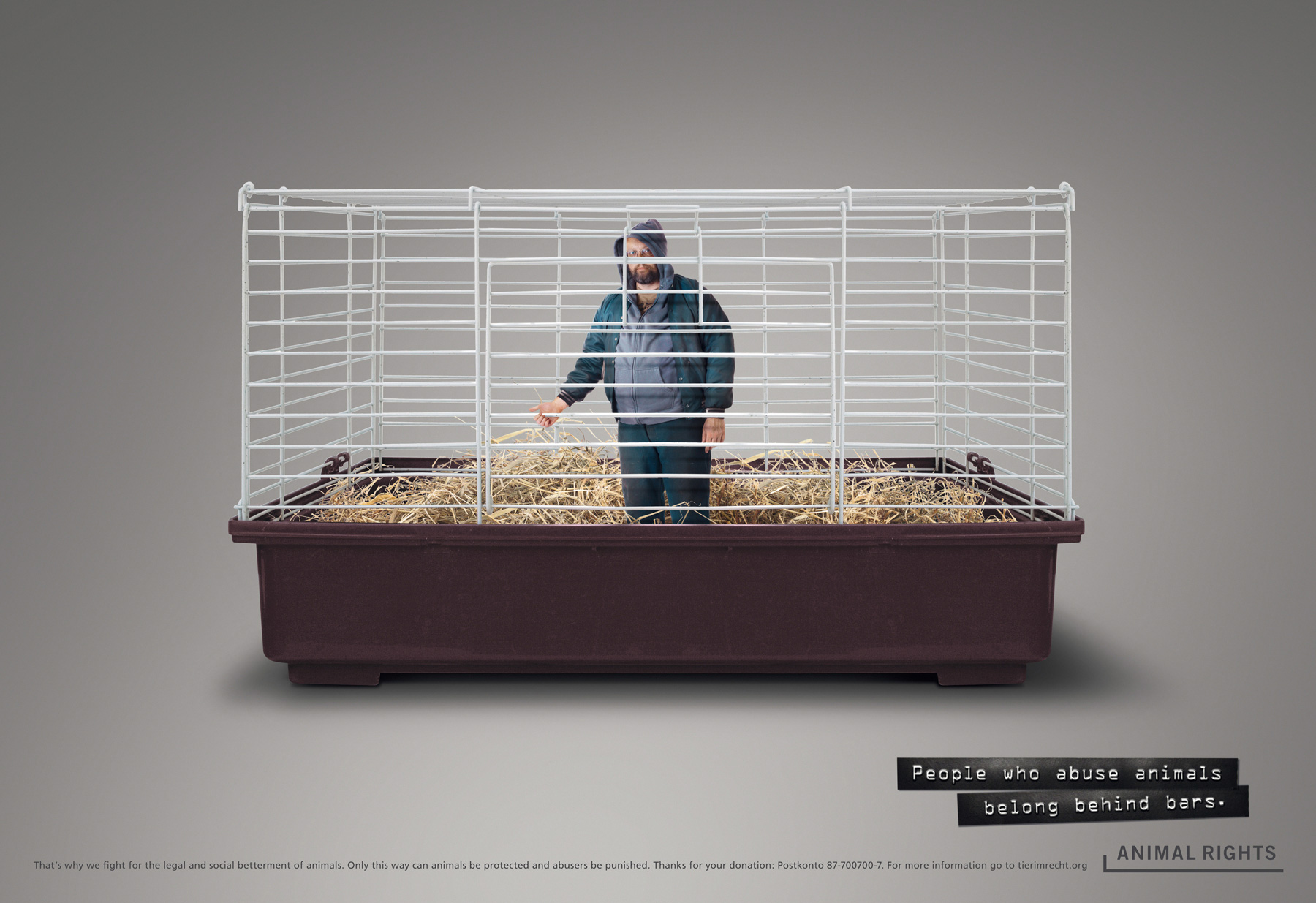 Animal Rights Print Advert By Ruf Lanz Cage, 3 Ads of