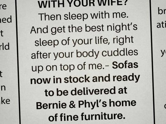 Bernie Phyls Sofa Hmchards Stupendous Picture Ideas Sb Soft Bernie Uamp Phylus Print Ad Personal Ads With Phyls Sofa