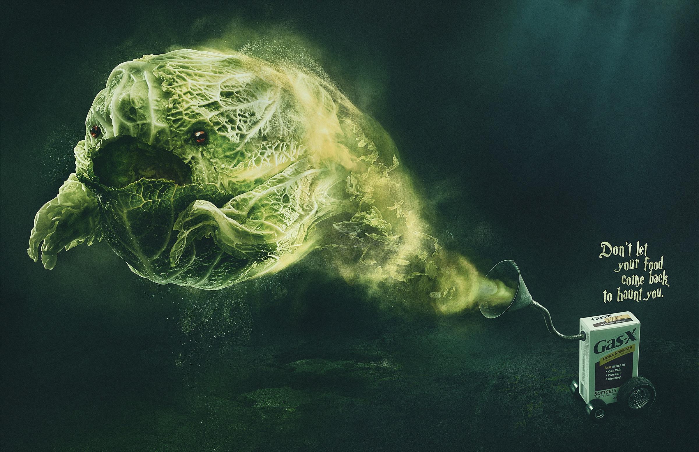 GasX Print Advert By Saatchi & Saatchi Haunted cabbage Ads of the