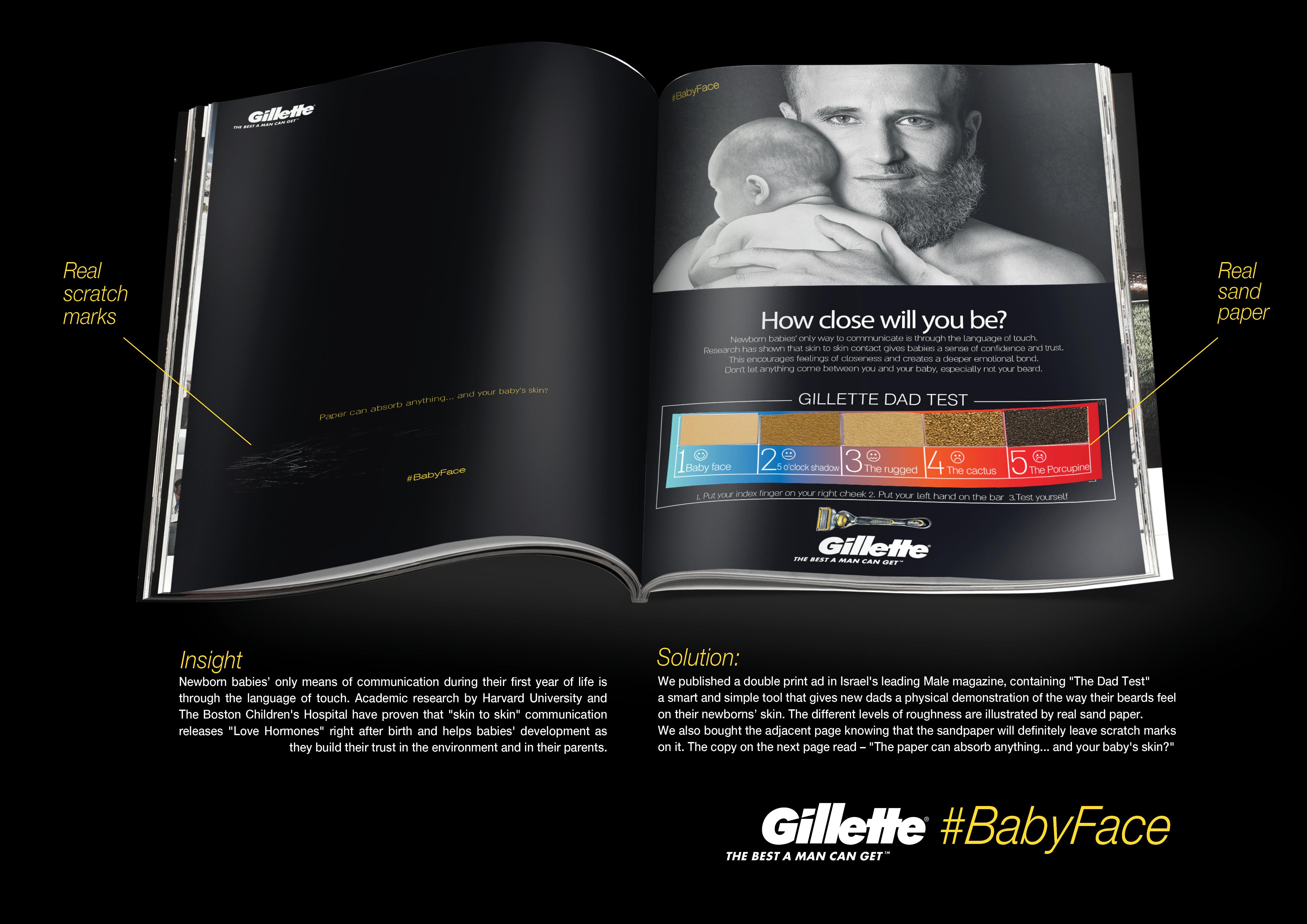 Gillette Print Advert By Grey: #BabyFace - Sand Paper 