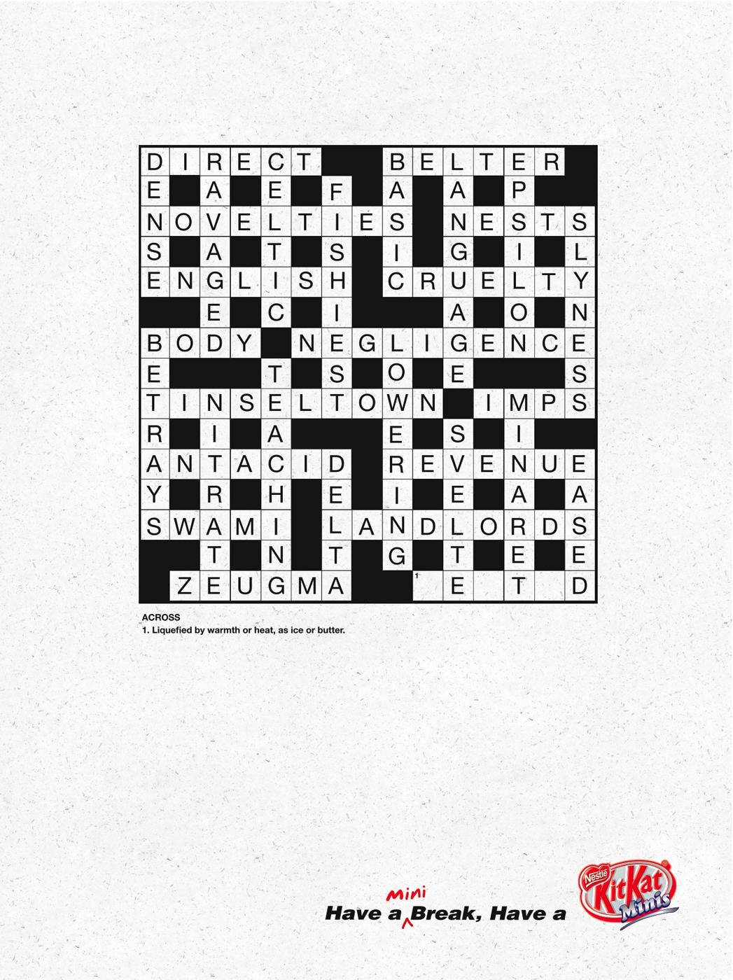 Kit Kat Print Advert By JWT: Crossword puzzle | Ads of the ... Kit Kat Print Advert