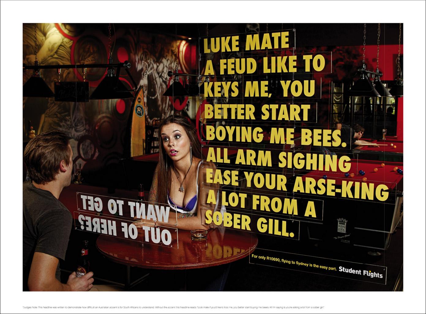 student flights print advert by tbwa weird australian accent ads tbwa flyer