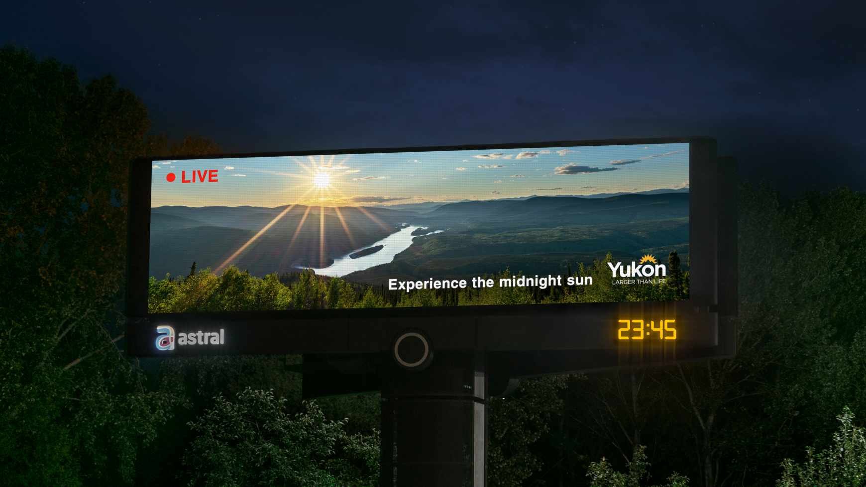 Tourism Yukon Outdoor Ad - Midnight Sun Stream 