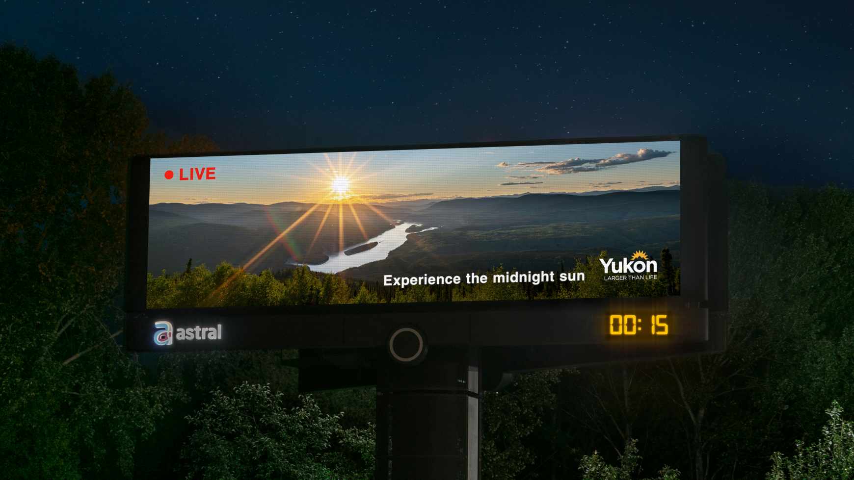 Tourism Yukon Outdoor Ad - Midnight Sun Stream 