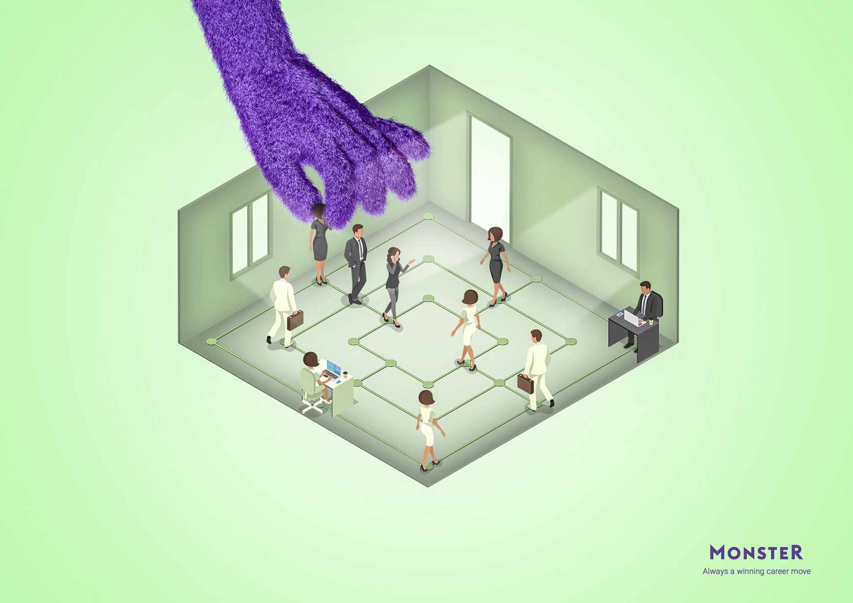 Advertisement by Miami Ad School, Germany Monster Print Ad - Career Moves, 2