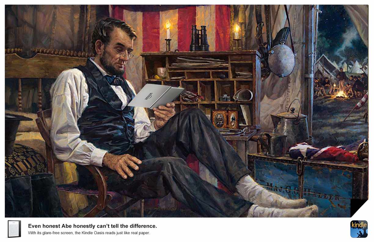Kindle Print Ad - Can’t Tell the Difference - Abe Lincoln 