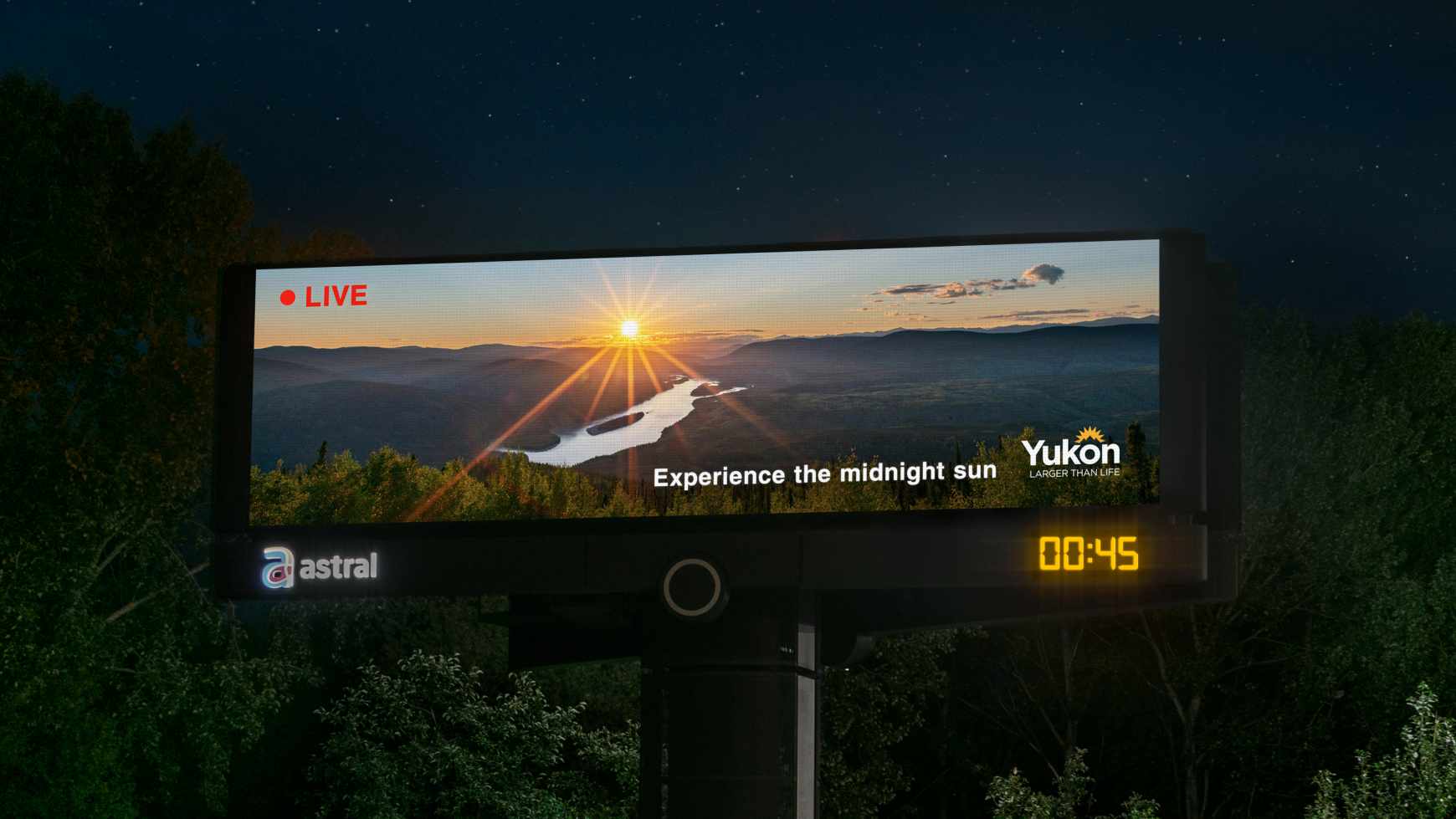 Tourism Yukon Outdoor Ad - Midnight Sun Stream 