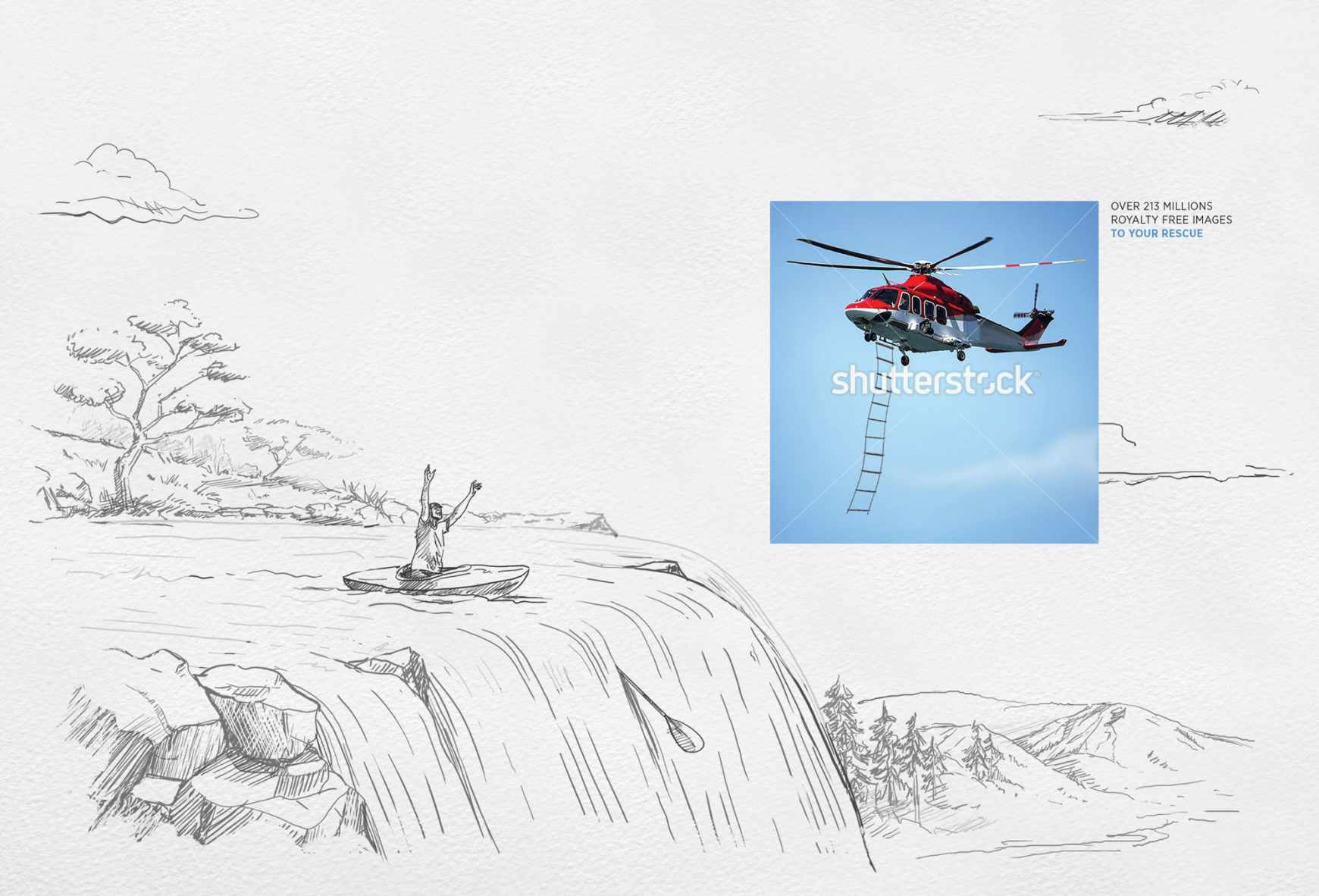 Shutterstock Print Ad - The Sketch Saver, Waterfall