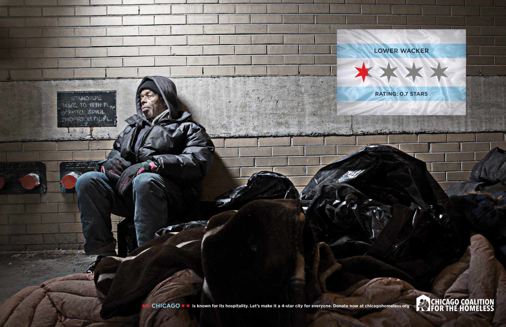 Chicago Collation For The Homeless Print Ad - 4 STAR CITY - LOWER WACKER