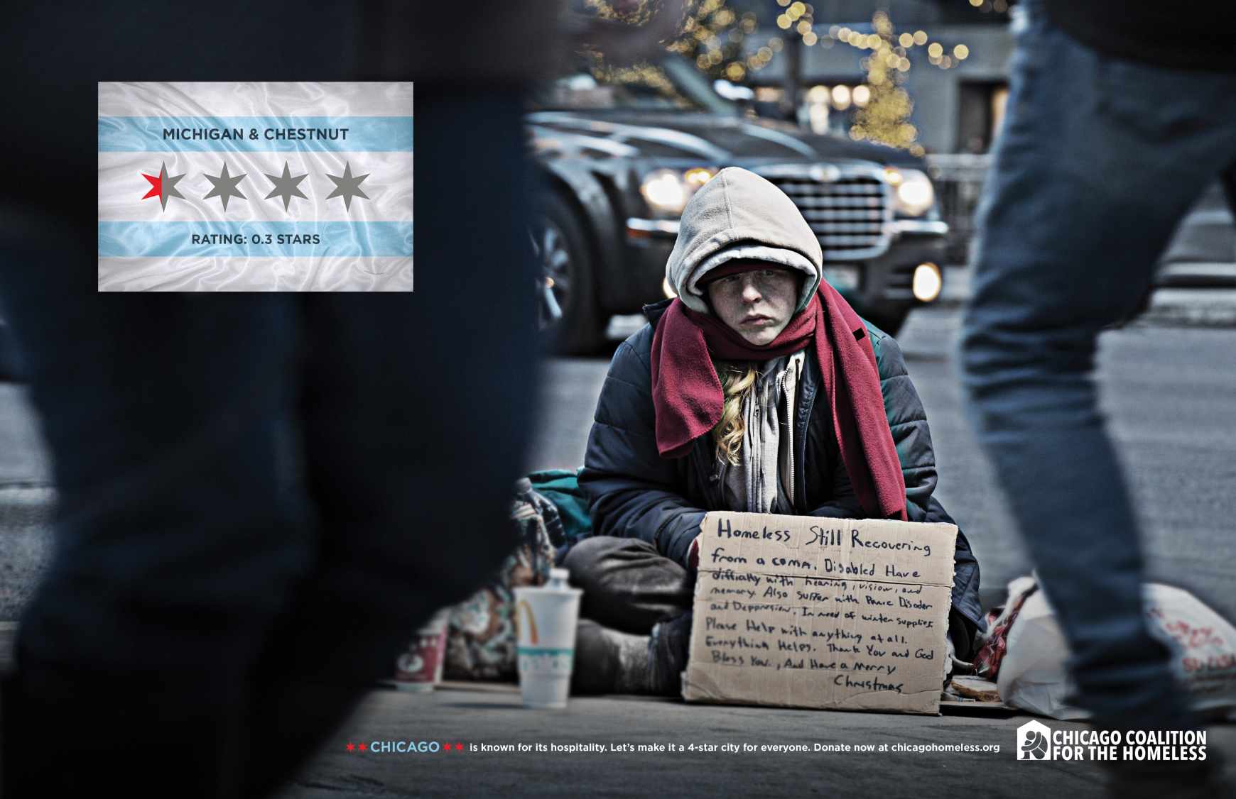 Chicago Collation For The Homeless Print Ad - 4 STAR CITY - MICHIGAN &amp; CHESTNUT