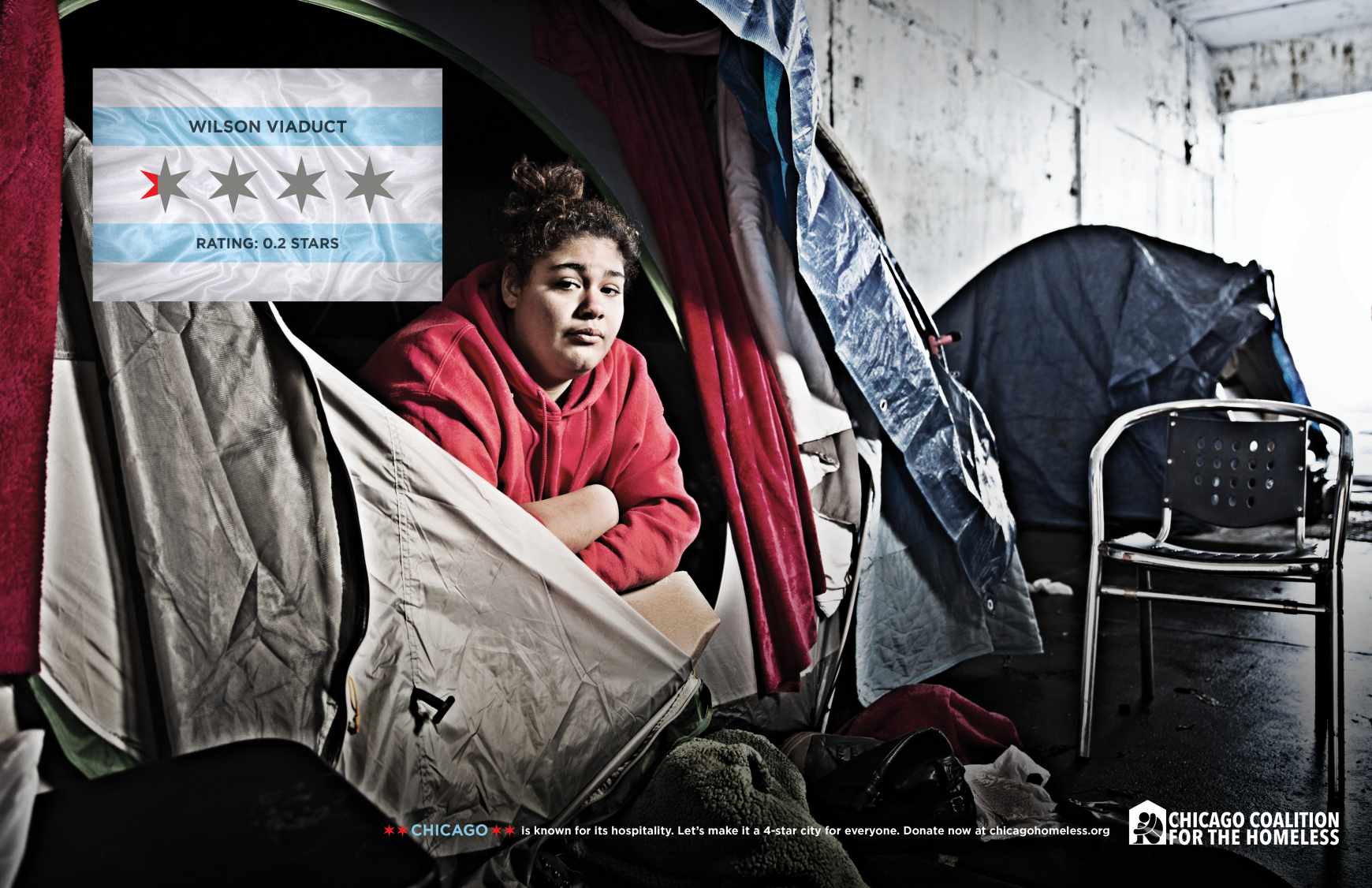 Chicago Collation For The Homeless Print Ad - 4 STAR CITY - WILSON VIADUCT
