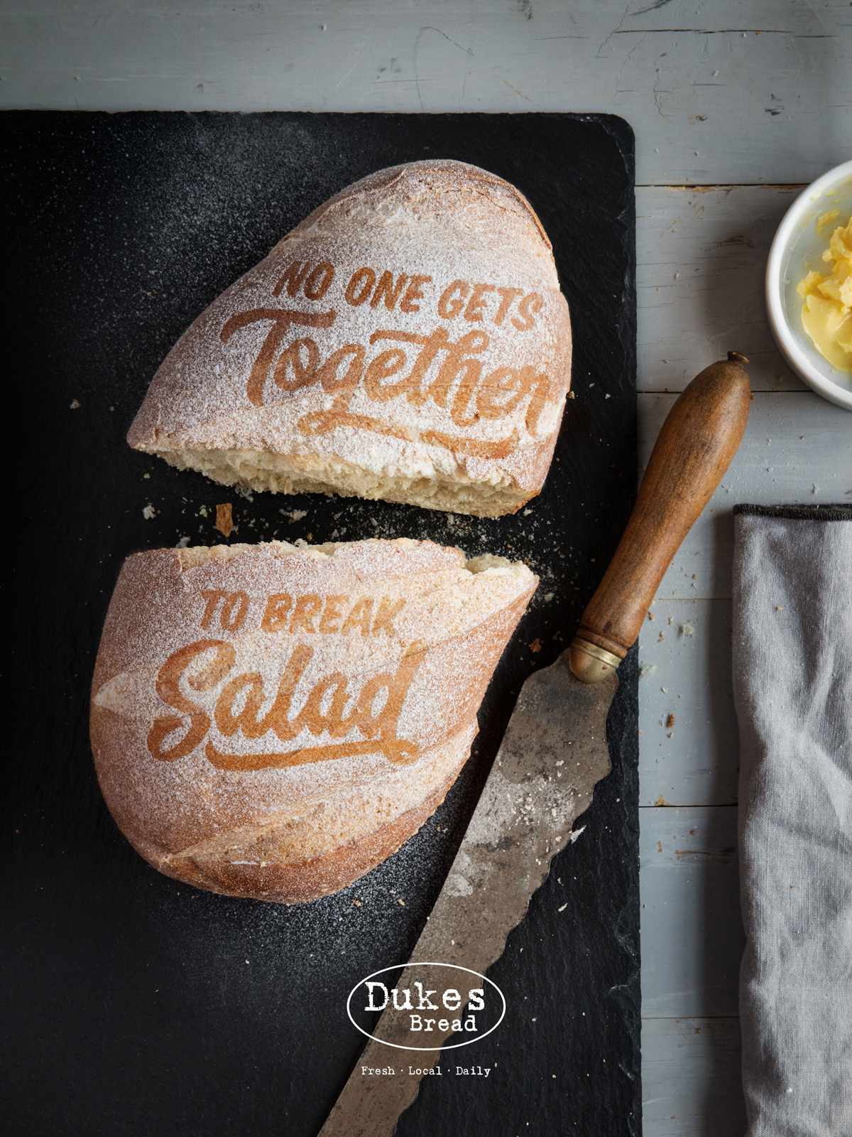 Dukes Bread Print Ad - Break Salad