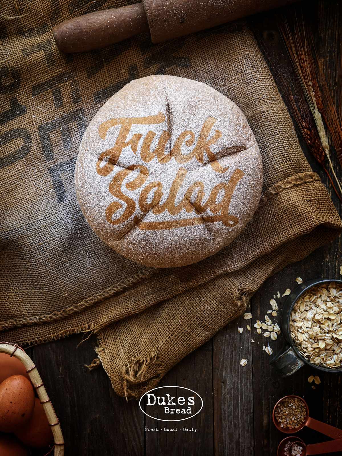 Dukes Bread Print Ad - Fuck Salad