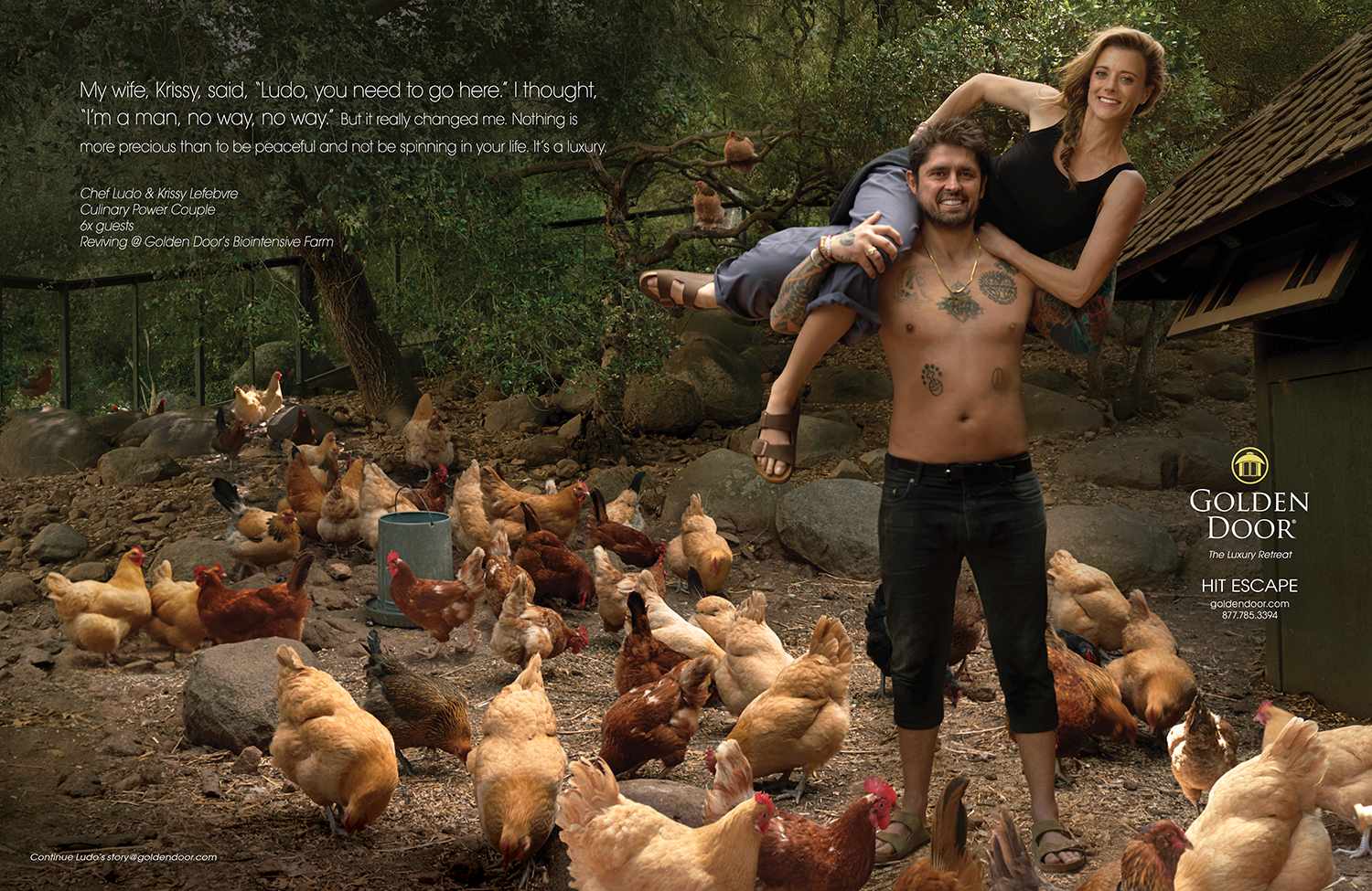 Golden Door Print Ad - Human Again - Chef Ludo and Krissy Lefebvre 