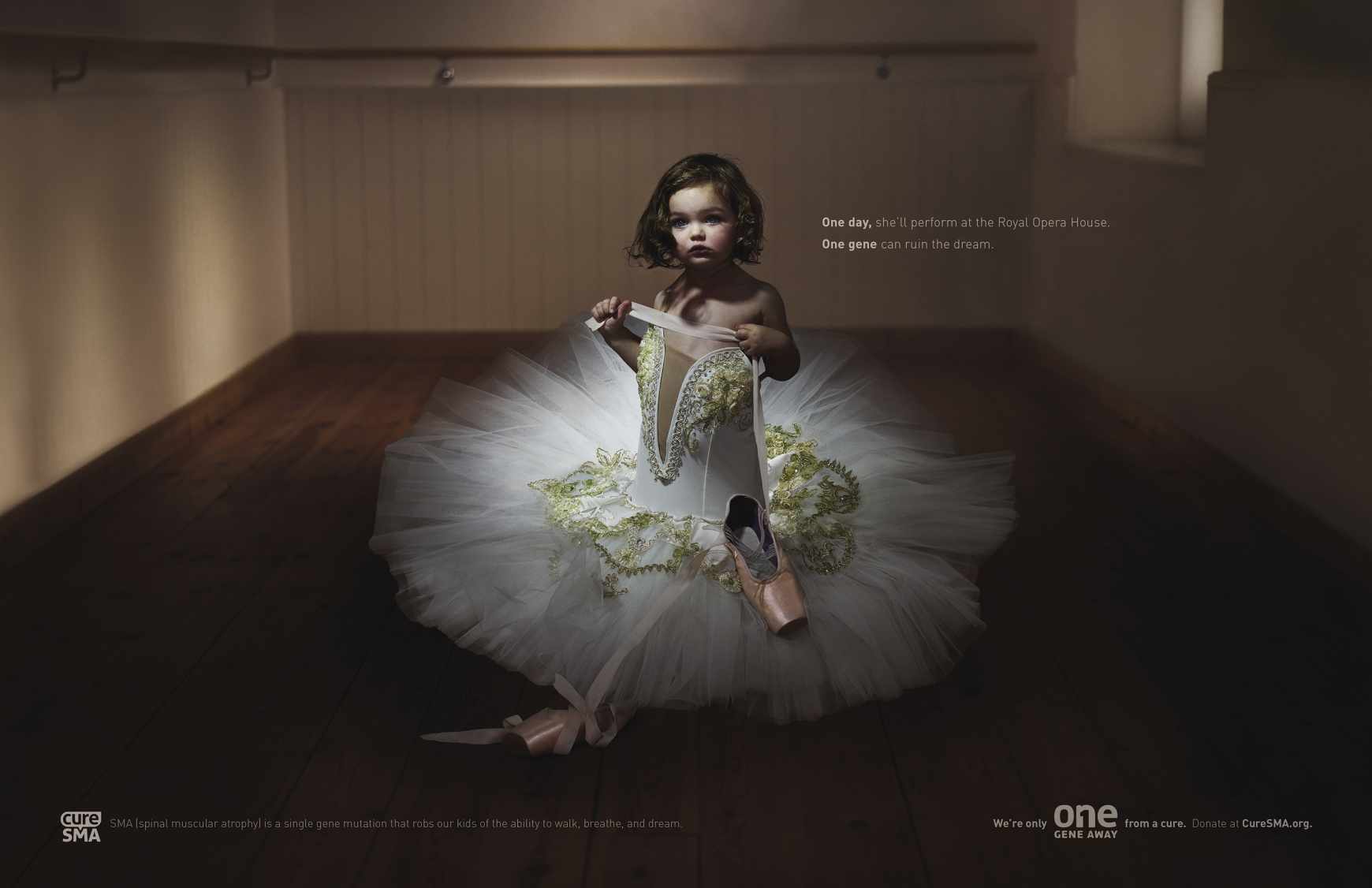 CureSMA Print Ad - One Gene Away - Ballerina 