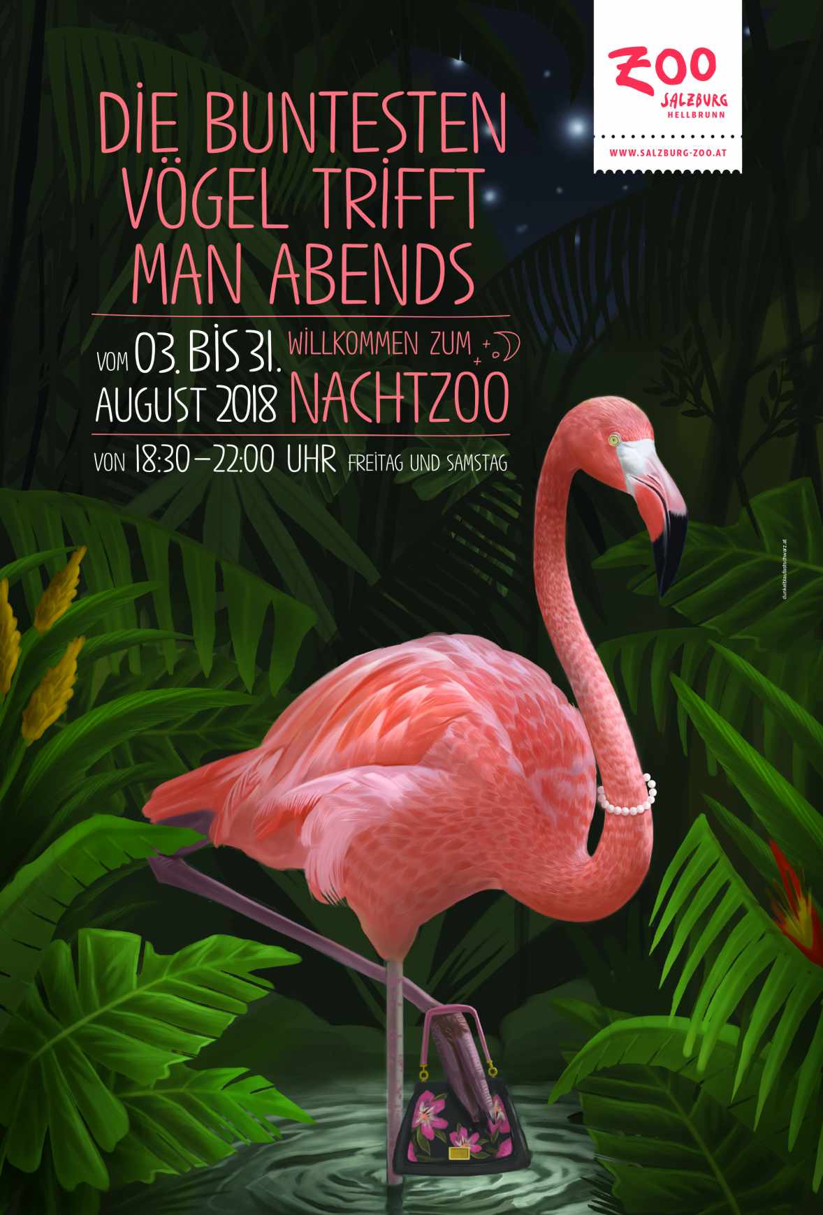 Salzburg Zoo Print Ad - Night Zoo - Flamingo