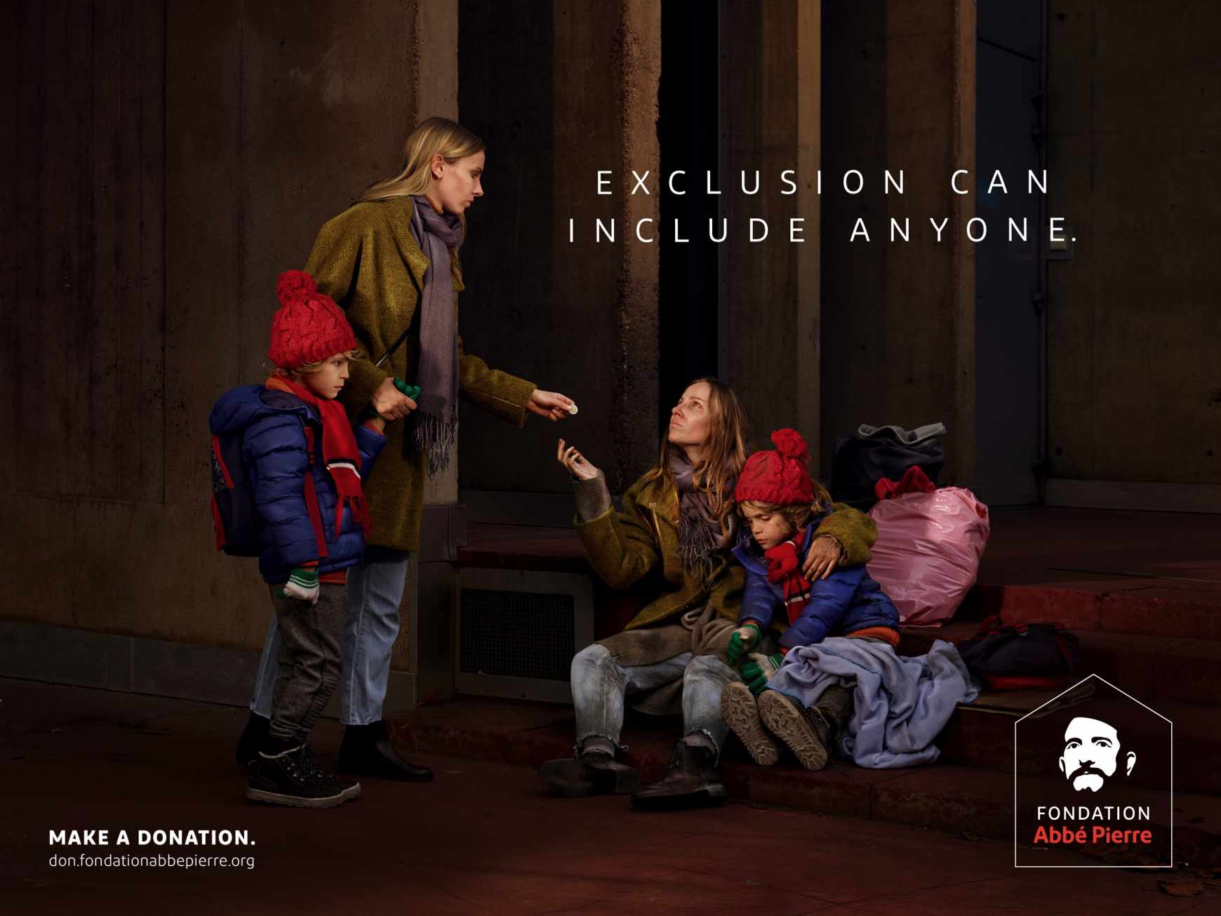 Fondation Abbé Pierre Outdoor Ad - Exclusion can include anyone, 3