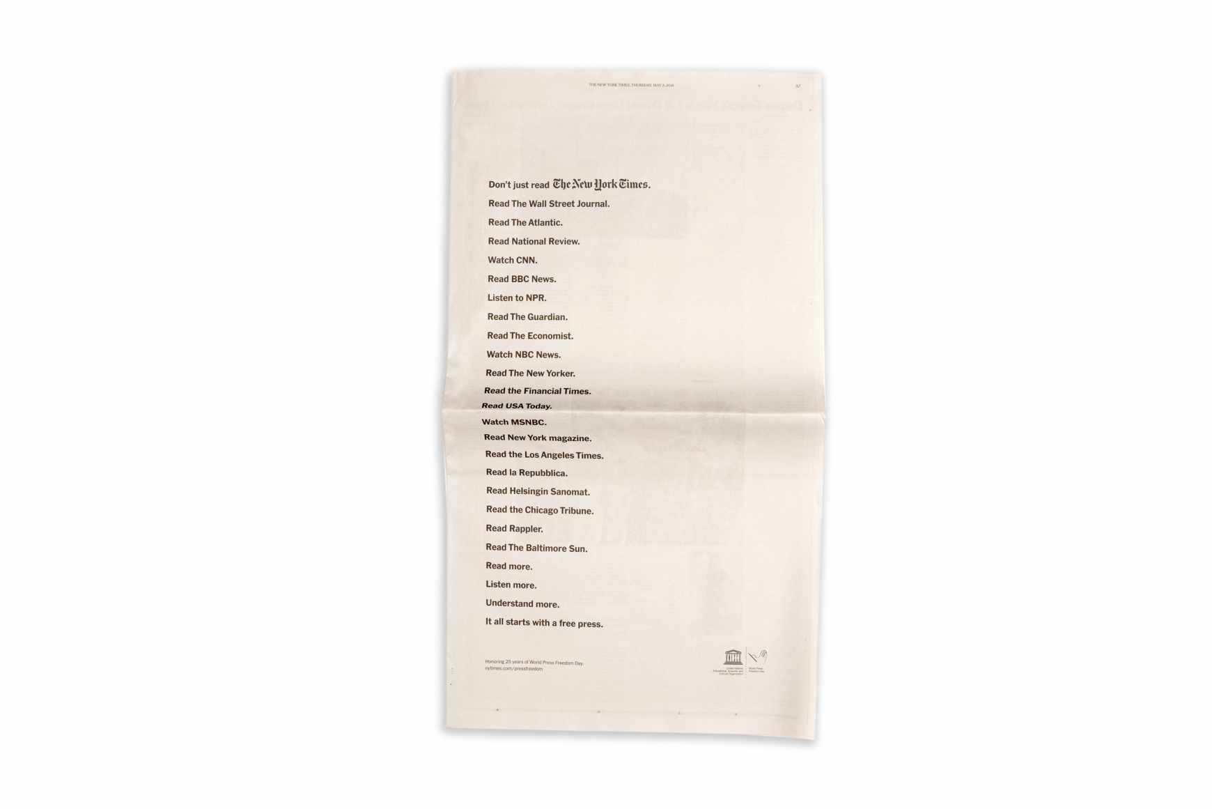 UNESCO Integrated Ad - World Press Freedom Day