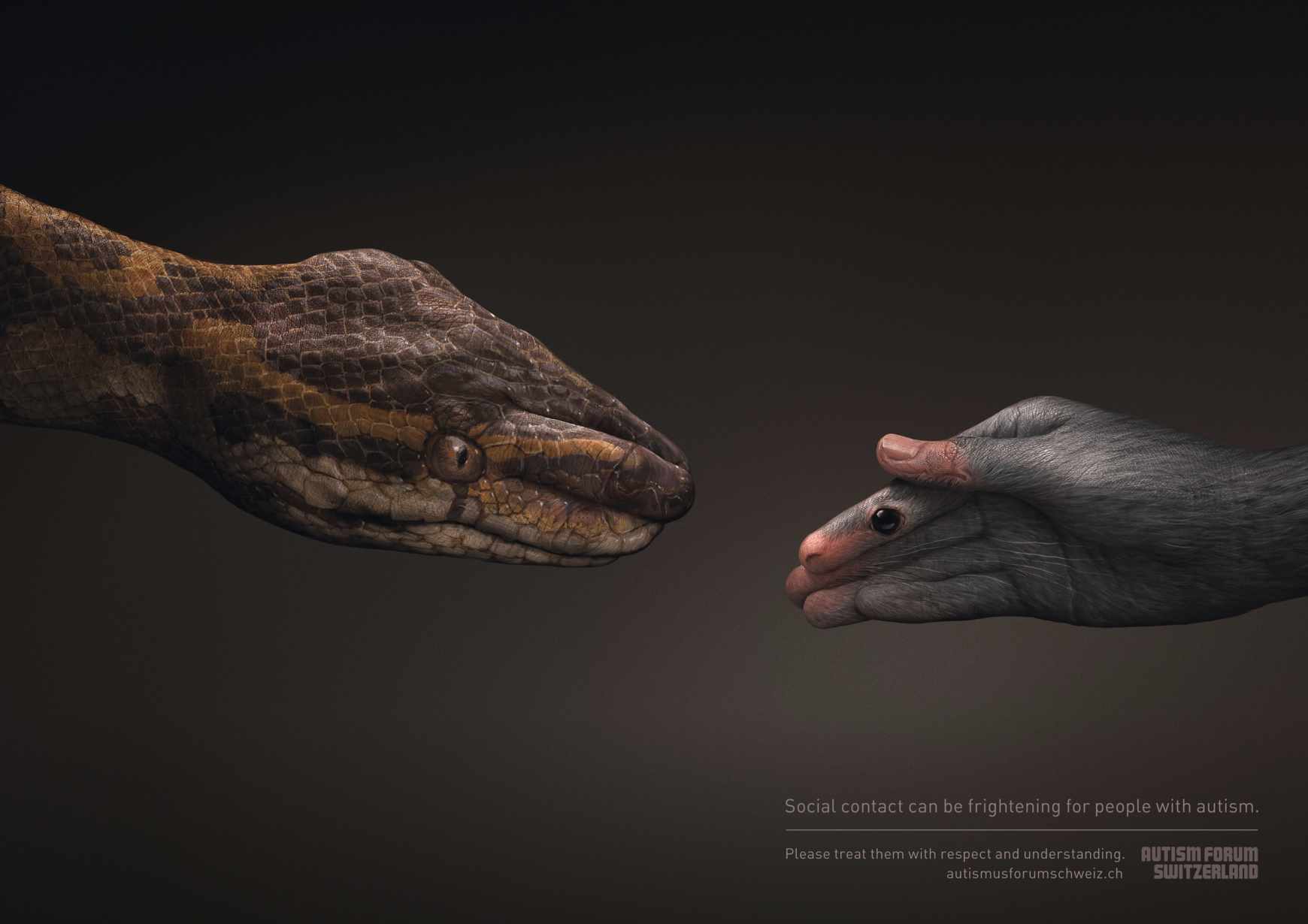 Autism Forum Switzerland Print Ad - Snake/Mouse