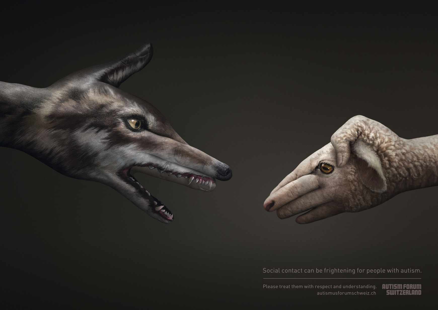 Autism Forum Switzerland Print Ad - Wolf/Sheep