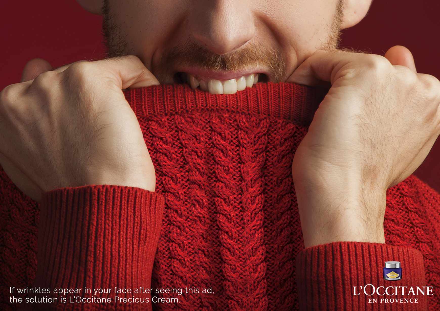 L'Occitane Print Ad - Face Wrinkle - Sweater