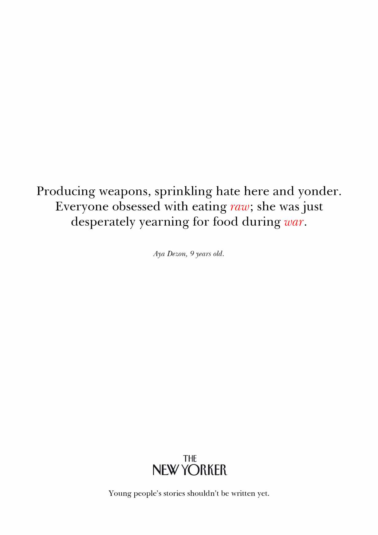 The New Yorker Print Ad - Aya