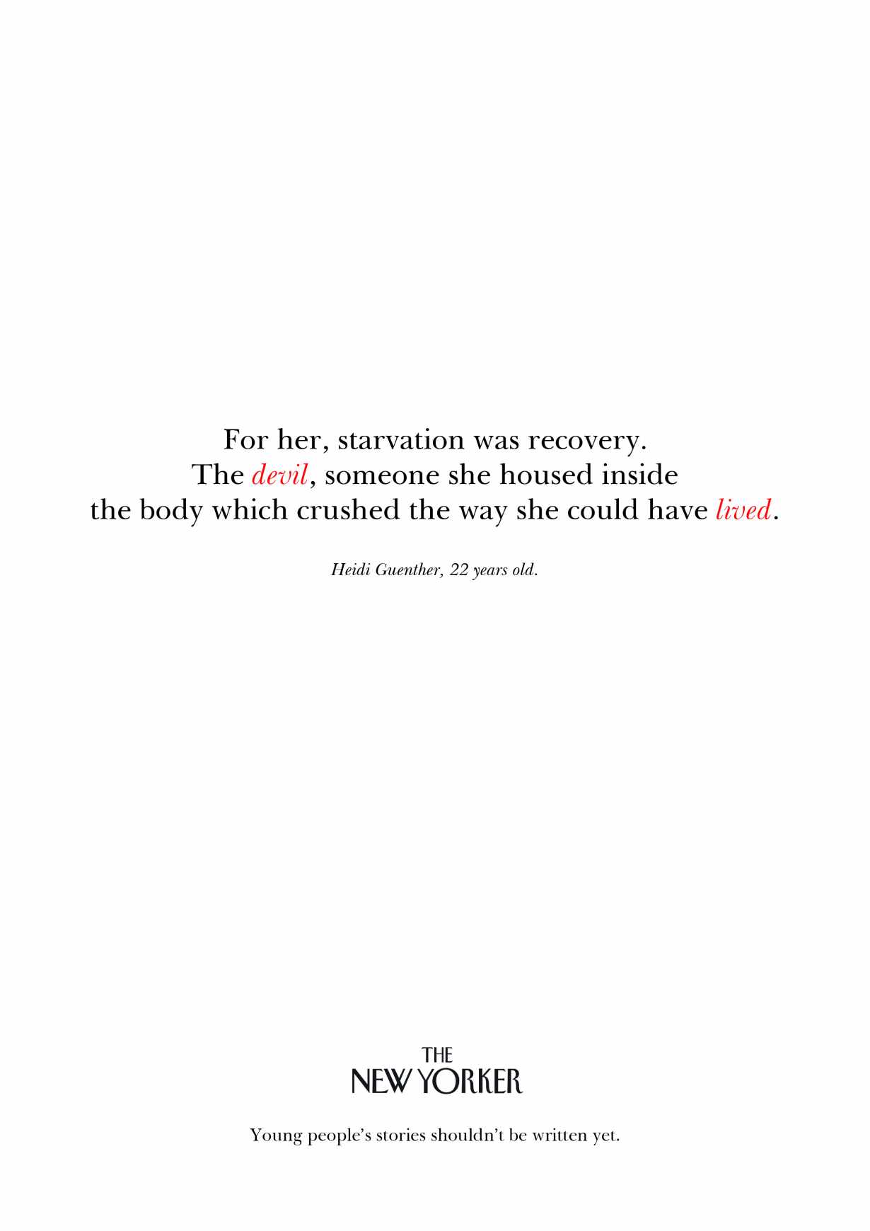 The New Yorker Print Ad - Heidi